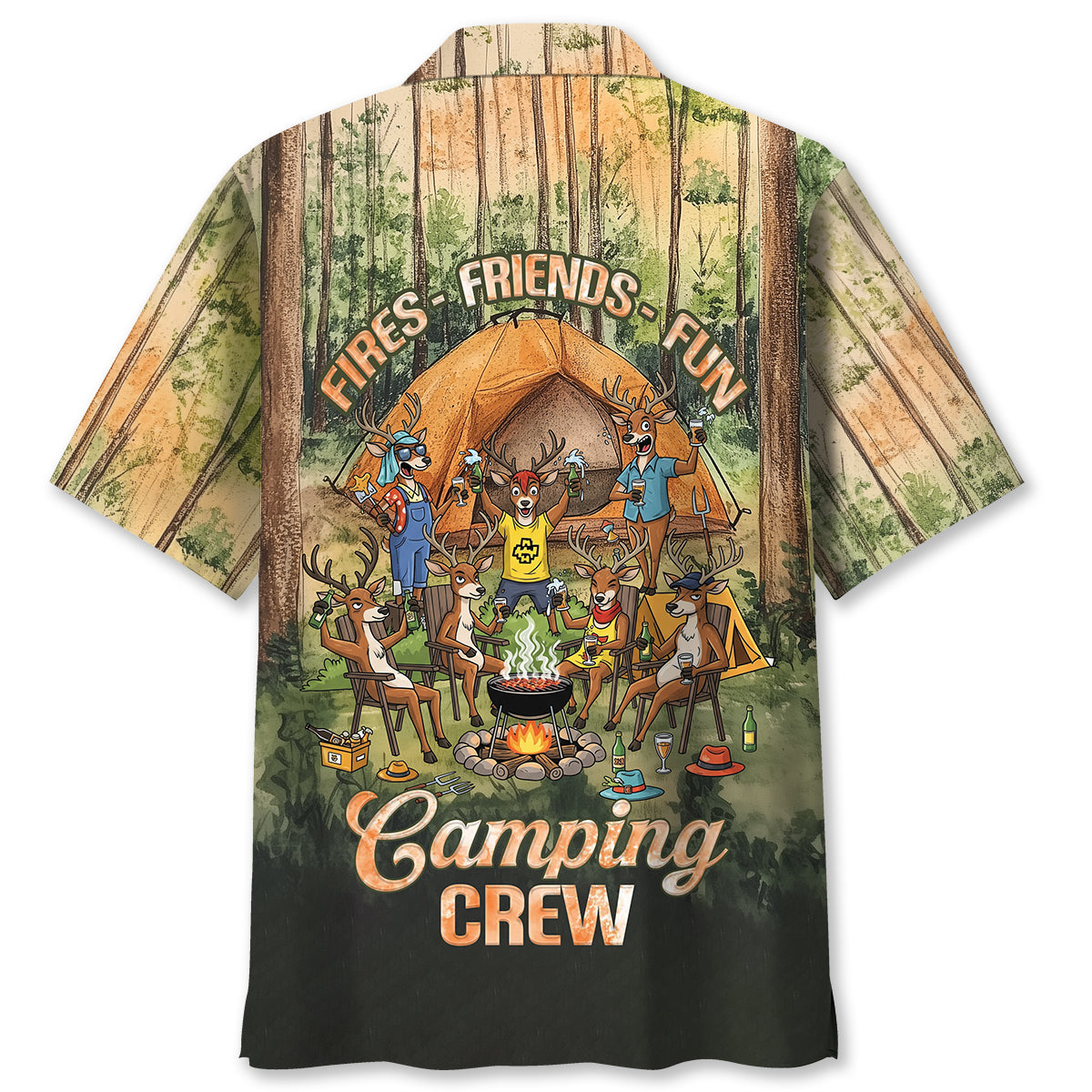 Friends Fires Fun Camping Crew Deer Hawaiian Shirt