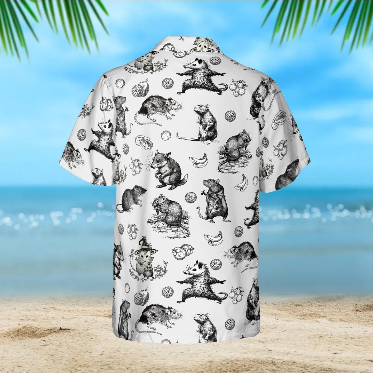 Funny Opossum Hawaiian Shirt, Weird Animal Aloha Beach Style Button Down