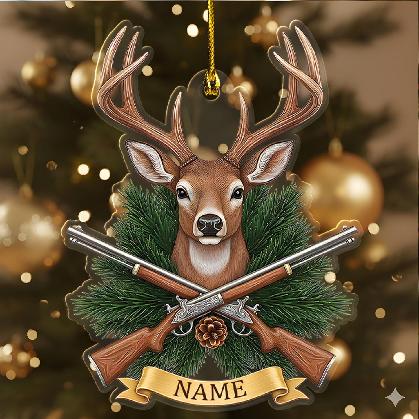 Custom Name Deer Christmas Tree Ornament