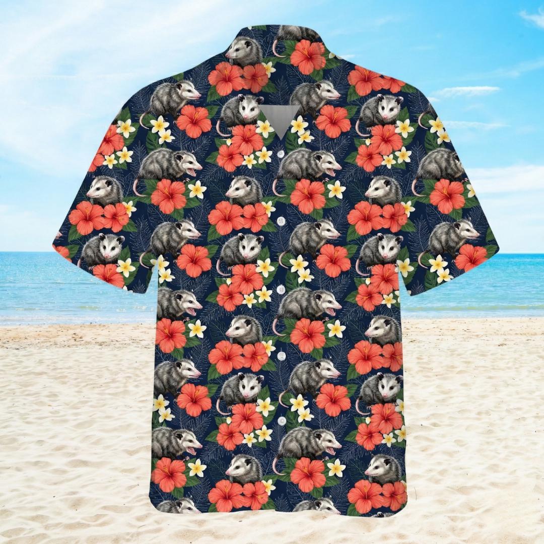 Funny Opossum Hawaiian Shirt For Pet Lovers Tropical Possum Lover Aloha Beach Gift
