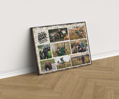 Hunting Trip Photo Collage Canvas, First Hunt Memories Gift