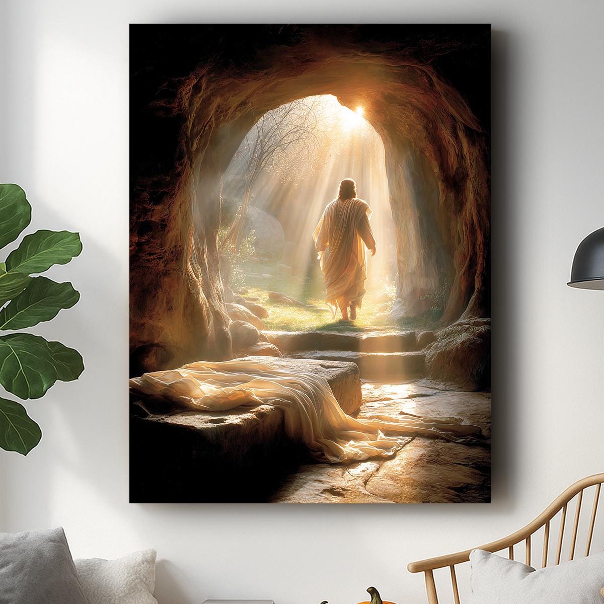 Risen Jesus Canvas Print, Empty Tomb, Christian Easter Artwork