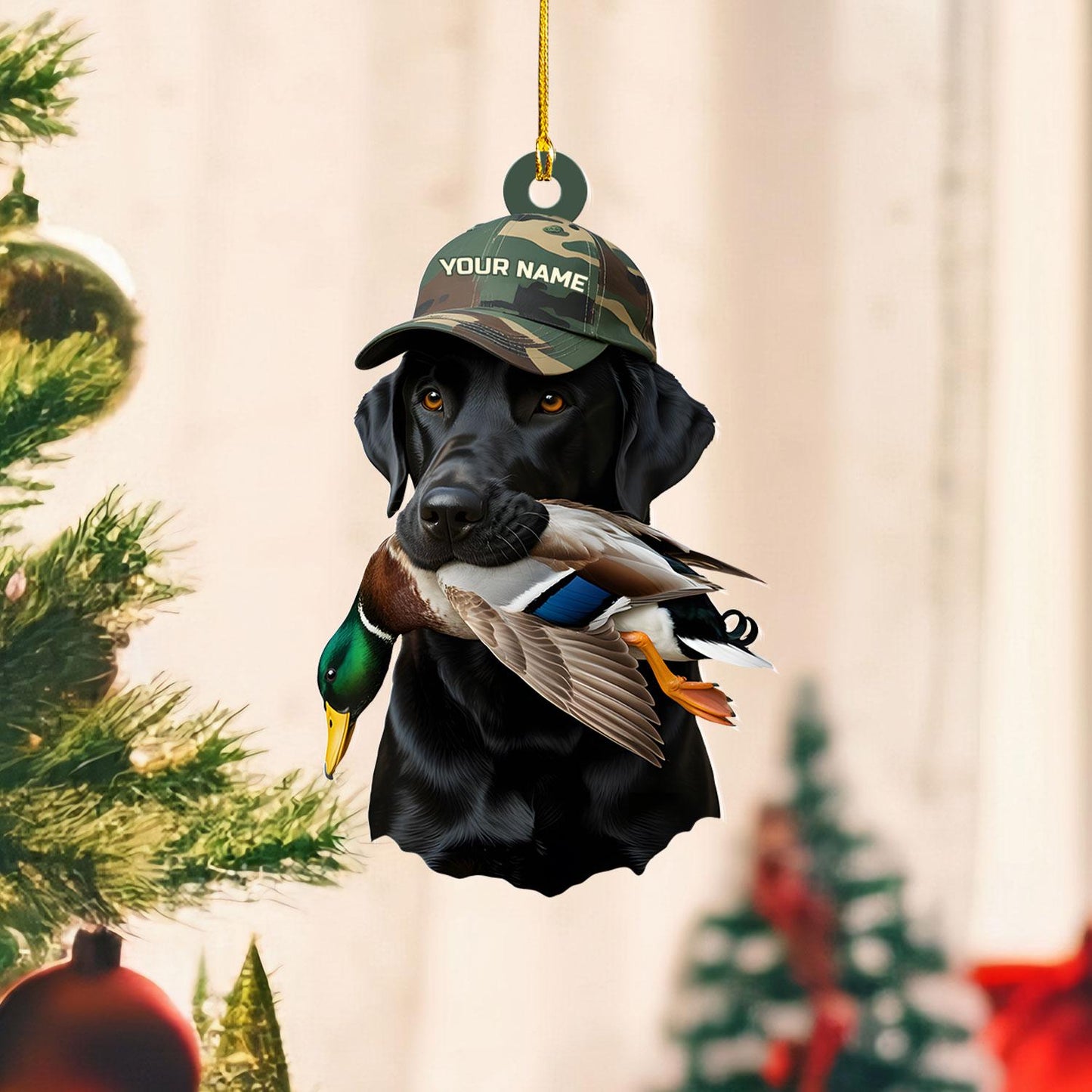 Custom Name Dog duck Christmas Tree Ornament