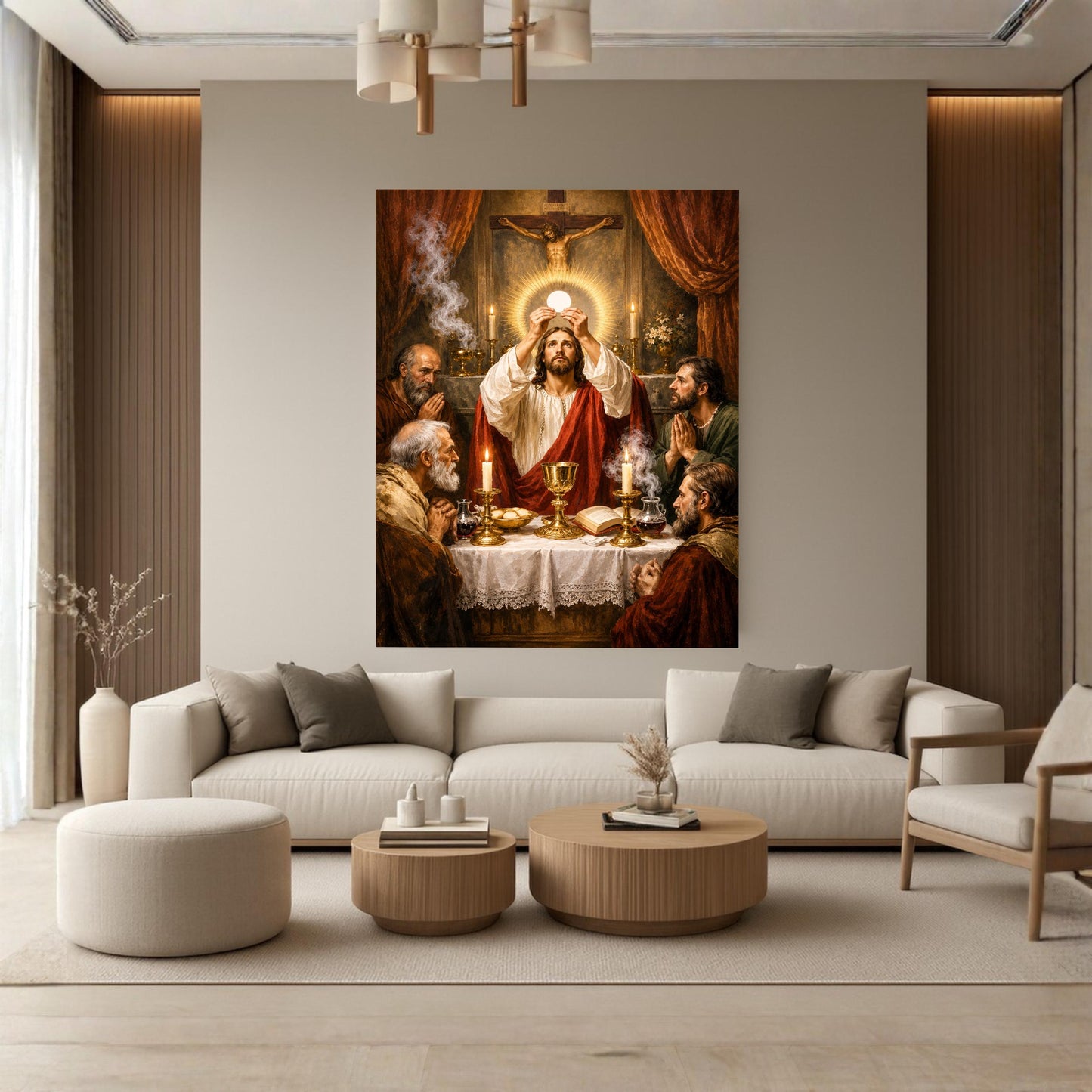 Last Supper Canvas Print, Jesus and Apostles Christian Wall Art, Vintage Biblical Painting
