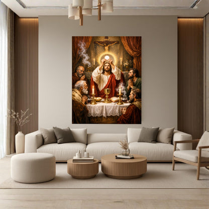 Last Supper Canvas Print, Jesus and Apostles Christian Wall Art, Vintage Biblical Painting