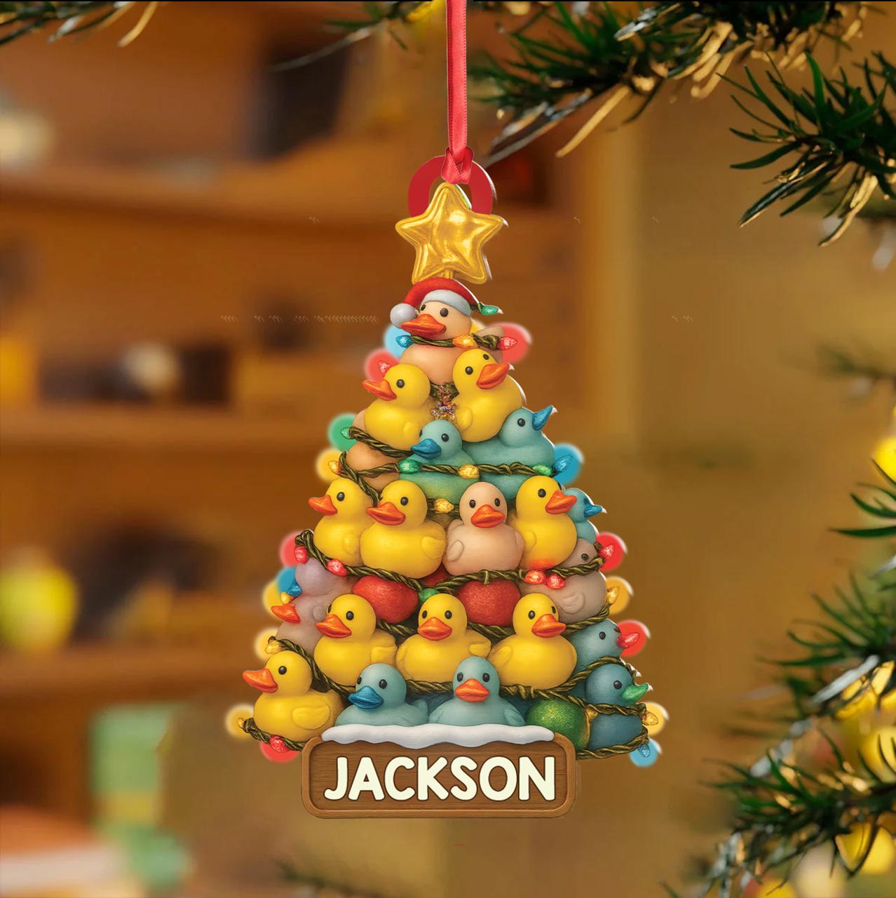 Personalized Funny Rubber Duck 2D Flat Acrylic Christmas Ornament
