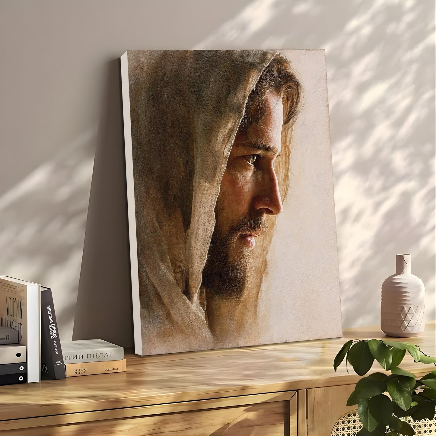 Jesus Portrait Canvas Art Soft Christian Wall Decor Religious Poster Print