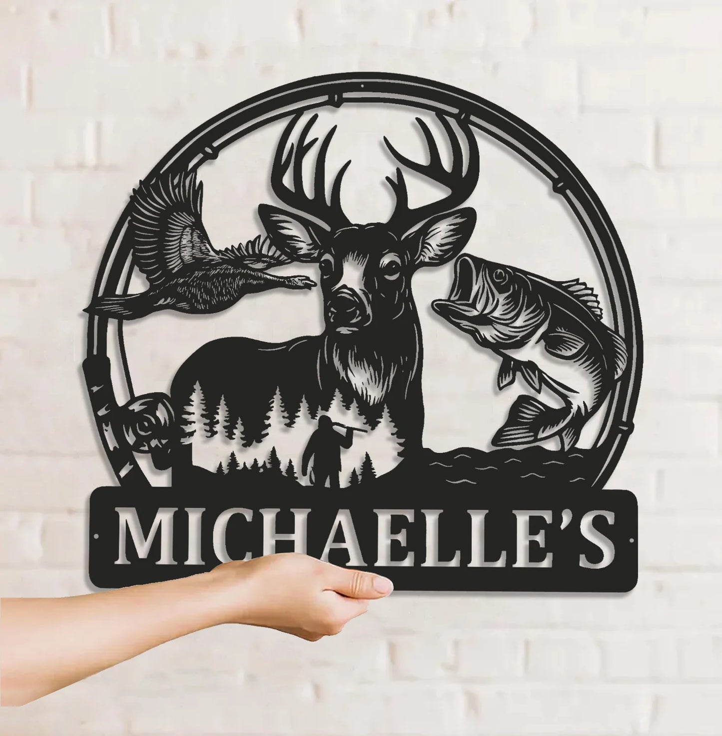 Personalized Hunting Metal Sign WITH LED/WITHOUT LED - Deer, Duck & Fish Wildlife Wall Art