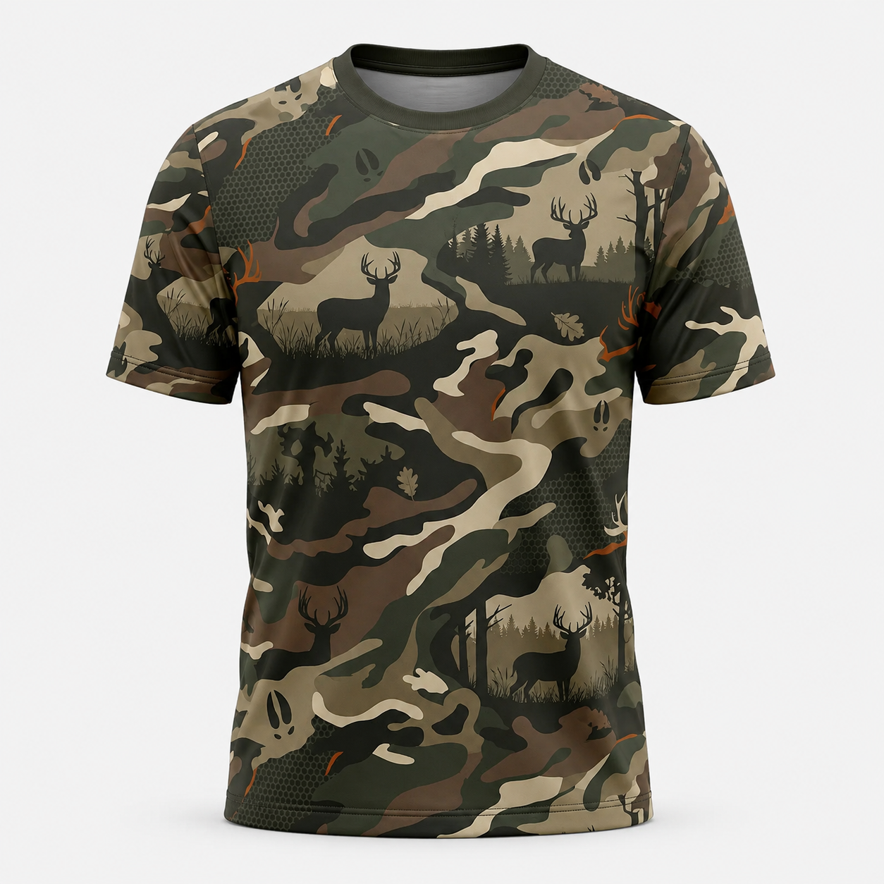 Deer Hunting Whitetail Deer Hunting Camo Print Polo Shirt DP1004