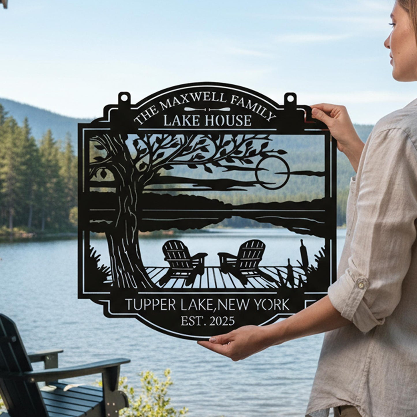 Personalized Lake House Metal Sign: Custom Outdoor Decor, Lake House Welcome Sign