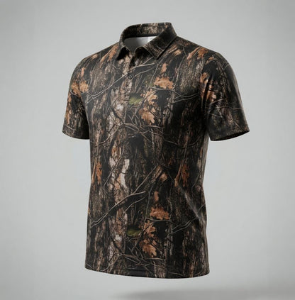 Real Tree Camouflage Polo Shirt for Men Women, Hunting Outdoor Shirt
