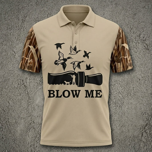 Blow Me Duck Hunting Camo Polo Shirt