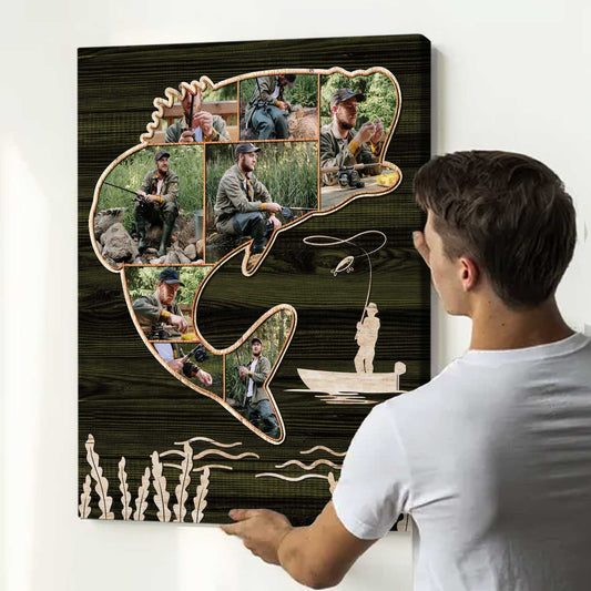 Personalized Fishing Photo Collage Canvas: Fishing Gifts For Men