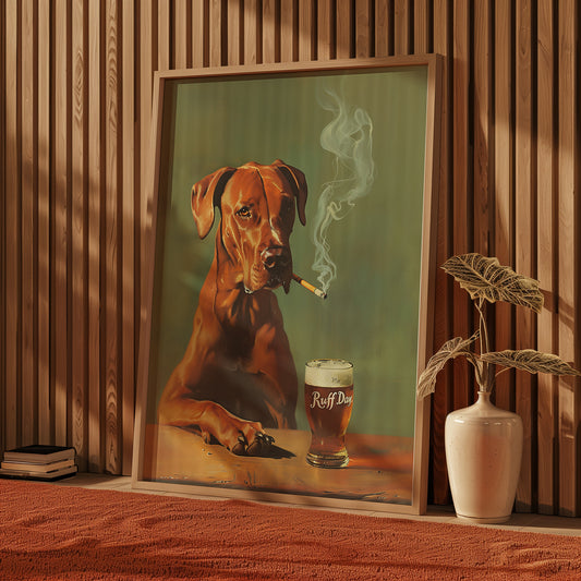 Ruff Day Funny Dog Print Vintage Beverage canvas Bar Wall Decor
