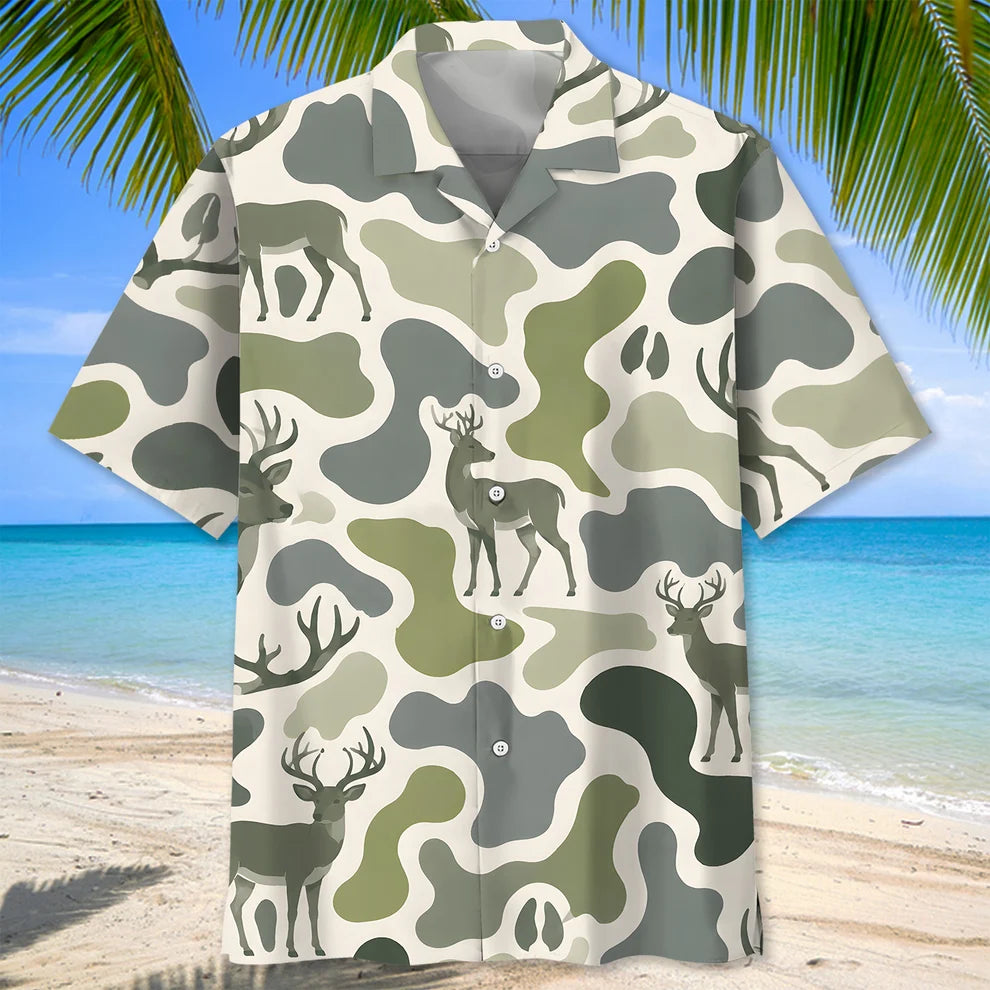 Deer Camouflage Hunting Funny Pattern Hawaiian Shirt DVC011