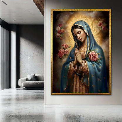 Virgin Mary Canvas Painting, Our Lady of Guadalupe Art, Religious Catholic Wall Decor