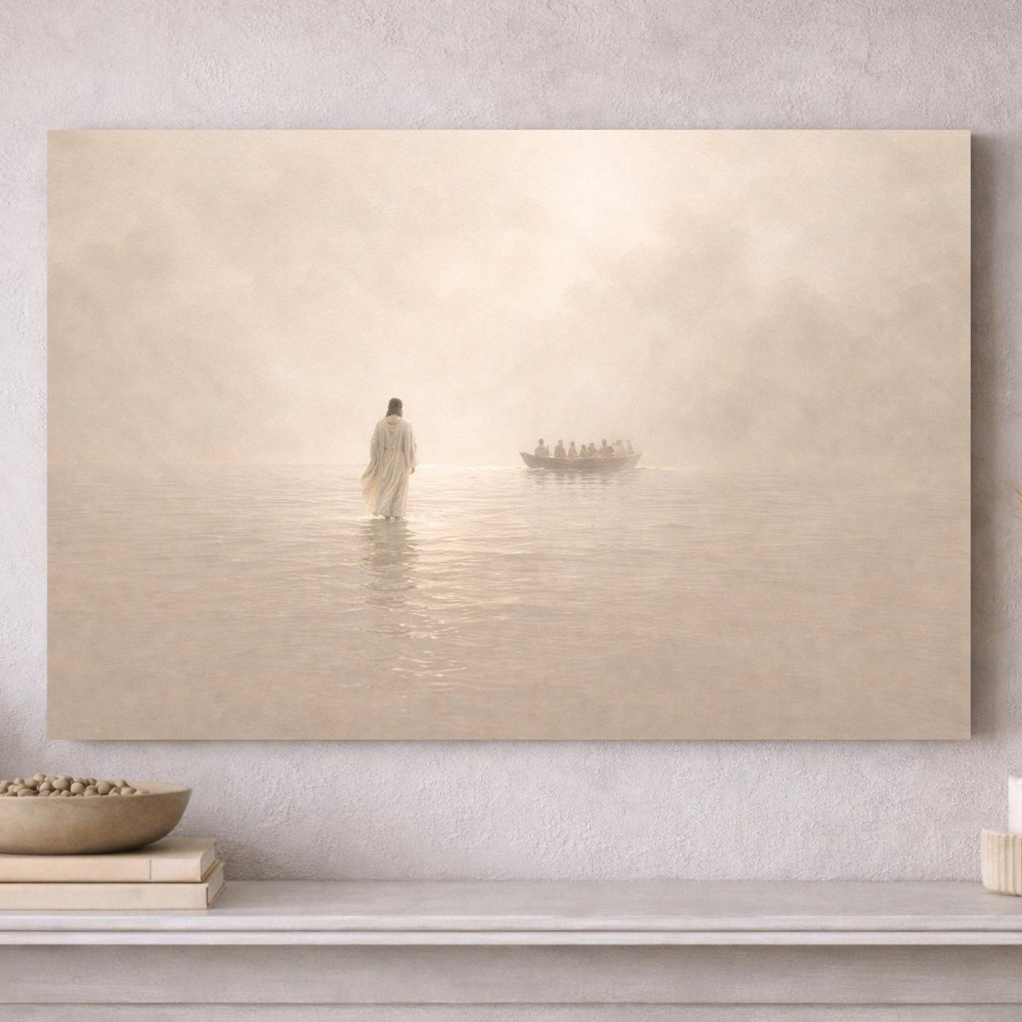 Jesus Walking on Water Canvas Print, Christian Wall Art, Biblical Faith Wall Decor
