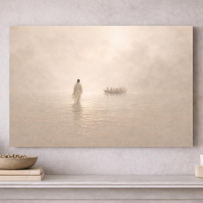 Jesus Walking on Water Canvas Print, Christian Wall Art, Biblical Faith Wall Decor