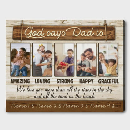 Best Father’s Day Personalized Photo And Names Canvas Print