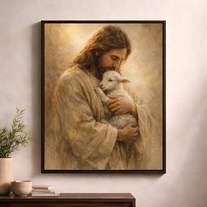 Jesus Holding Lamb Wall Art, Good Shepherd Canvas Painting
