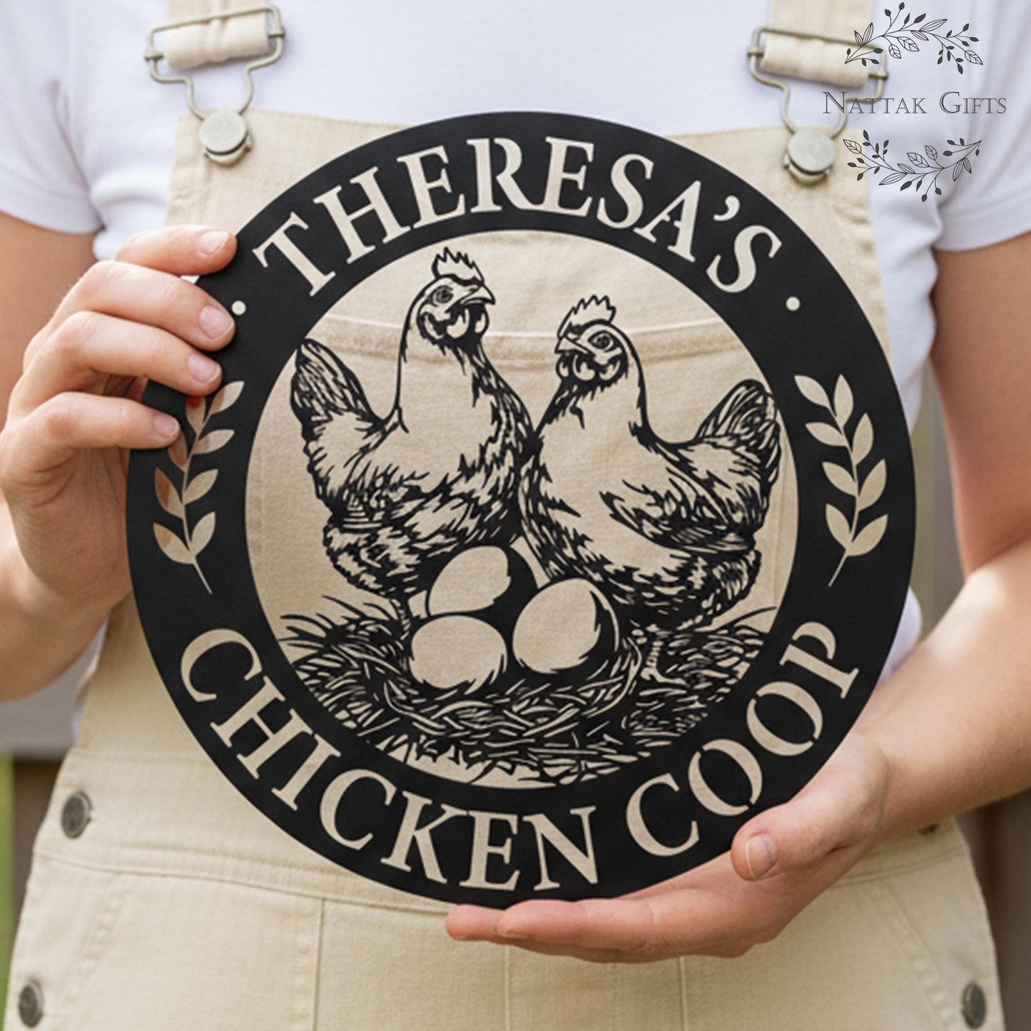 Custom Chicken Coop Metal Sign, Personalized Hen & Egg Farm Decor