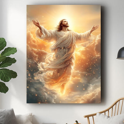 Jesus Ascension Canvas Wall Art, Heavenly Glory Christian Decor Painting