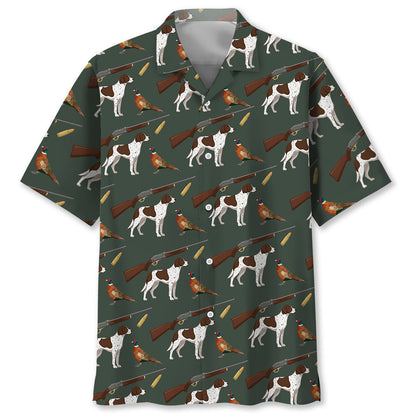 Vintage Hunting Dog & Pheasant Pattern Hawaiian Shirt