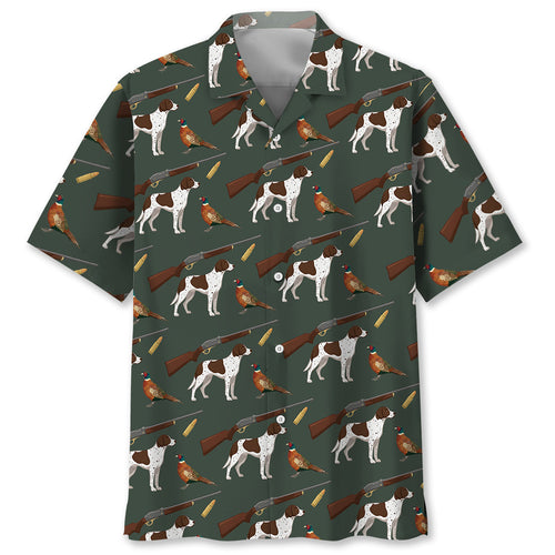 Vintage Hunting Dog & Pheasant Pattern Hawaiian Shirt
