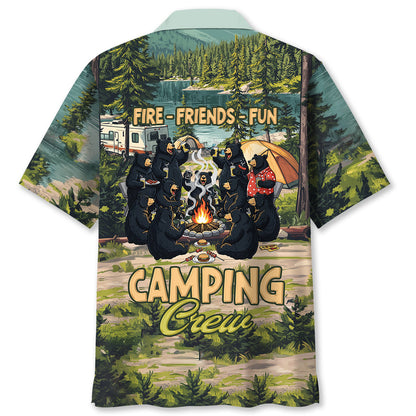 Friends Fires Fun Camping Crew Black Bear Hawaiian Shirt