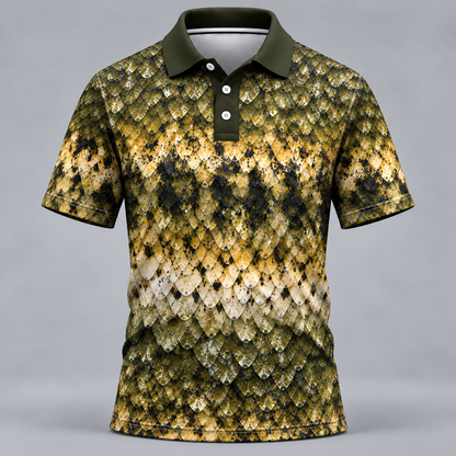 Bass Fish Scale Camo Fishing Polo ShirtVCE051027