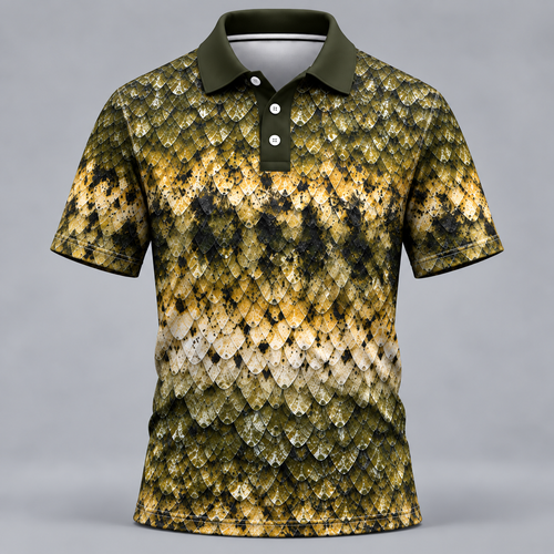 Bass Fish Scale Camo Fishing Polo ShirtVCE051027