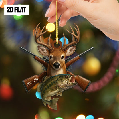 Personalized Hunting Flat Ornament, Custom Name Christmas Tree Ornament