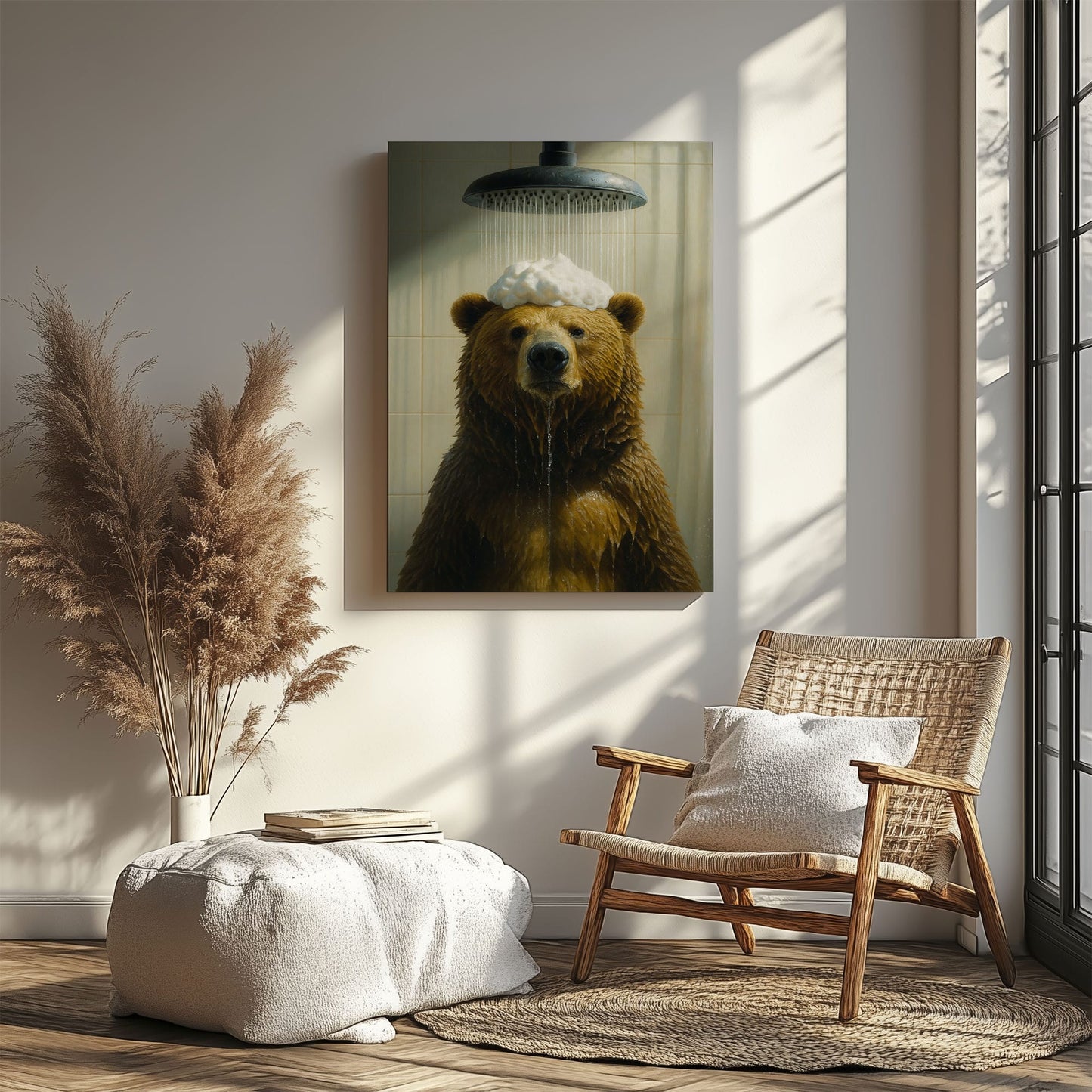 Funny Bear Shower Wall Art Cute Bear Bathroom Decor