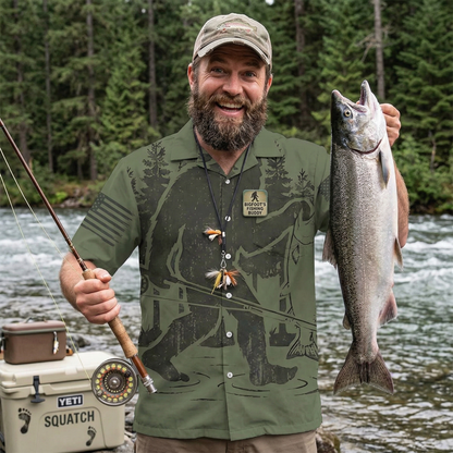 Bigfoot Fishing Funny Fisher Man Hawaiian Shirt