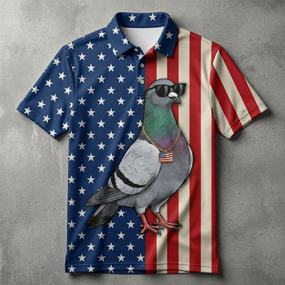 Pigeon Patriot Men Duck Polo Shirt
