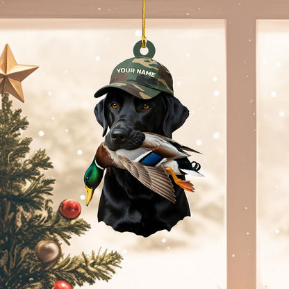 Custom Name Dog duck Christmas Tree Ornament