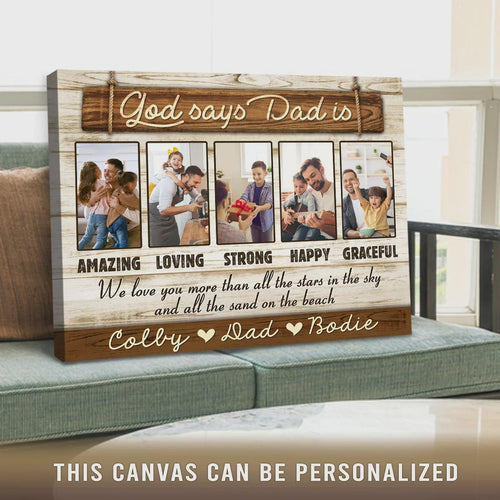 Best Father’s Day Personalized Photo And Names Canvas Print