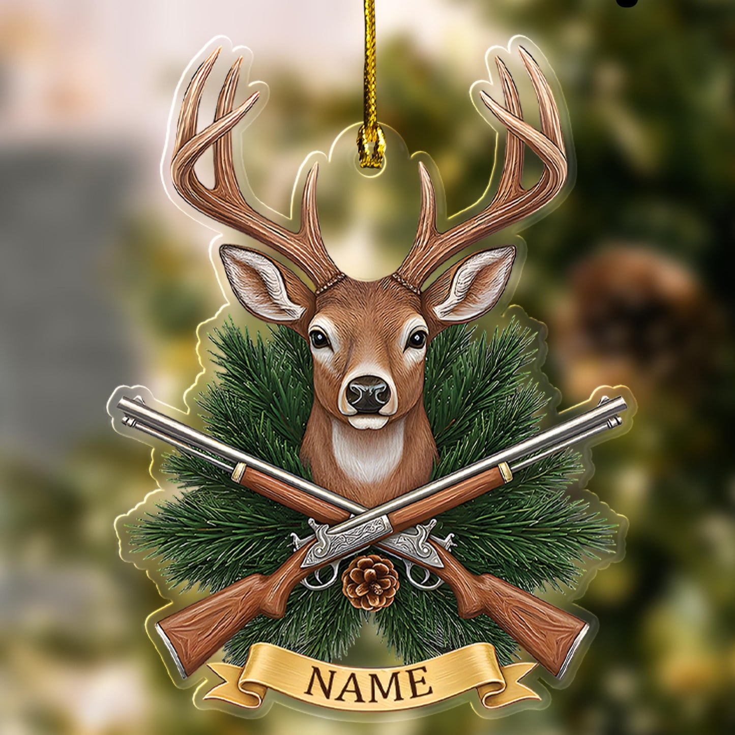 Custom Name Deer Christmas Tree Ornament