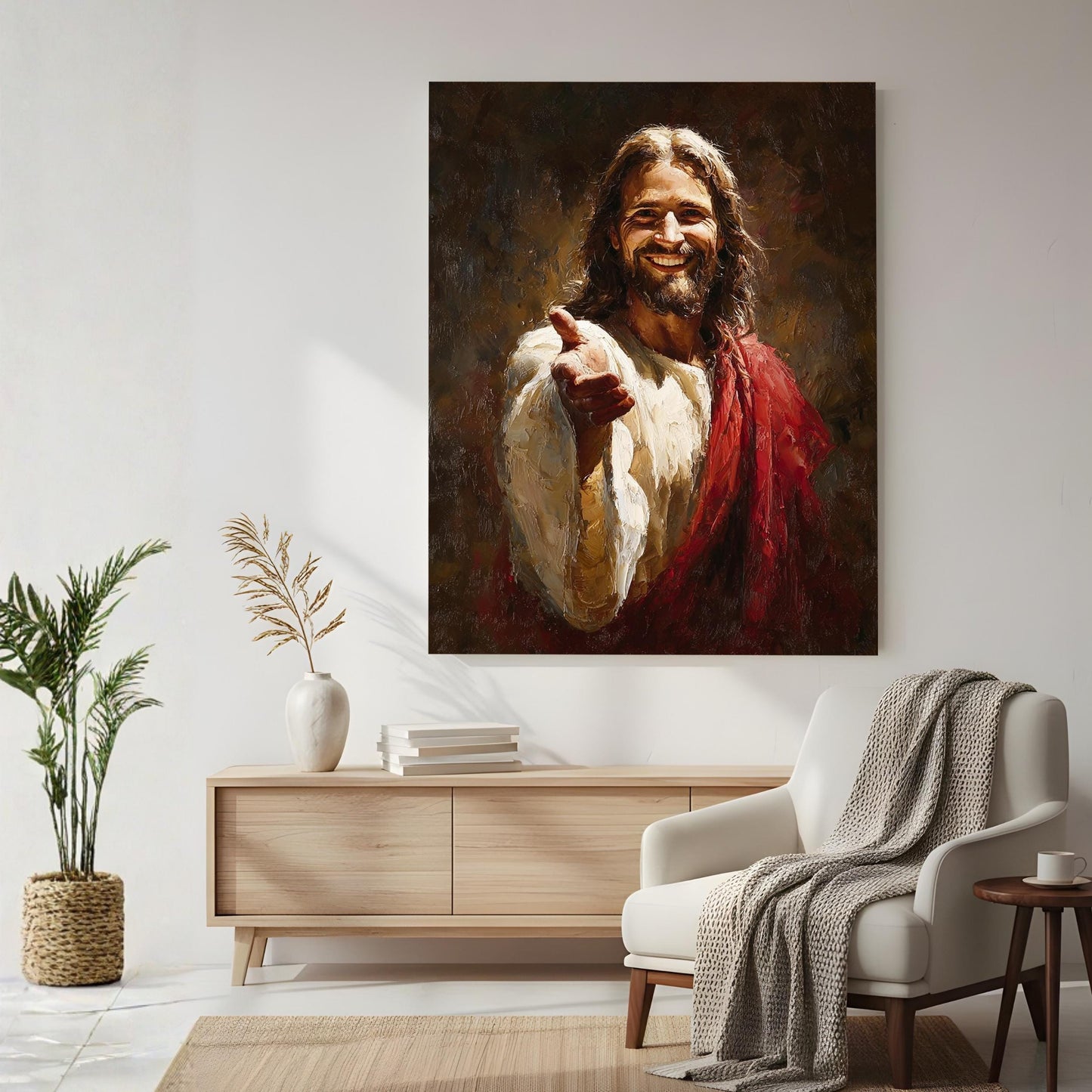 Jesus Smiling Canvas Wall Art Christian Home Decor Gallery Canvas or Poster Print