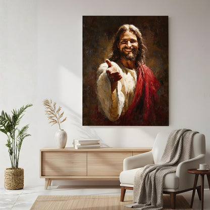 Jesus Smiling Canvas Wall Art Christian Home Decor Gallery Canvas or Poster Print