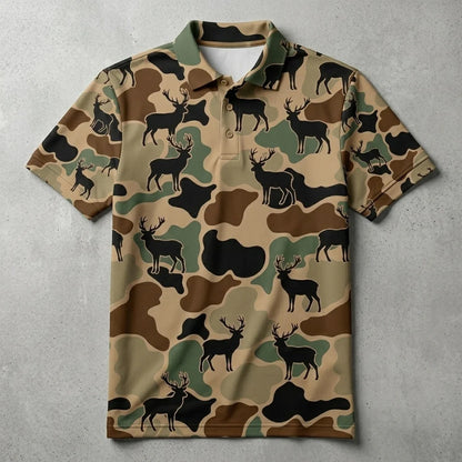 Deer Hunting Camouflage Pattern Men Polo Shirt