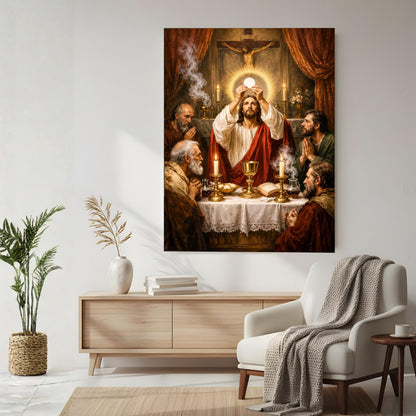 Last Supper Canvas Print, Jesus and Apostles Christian Wall Art, Vintage Biblical Painting