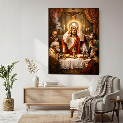 Last Supper Canvas Print, Jesus and Apostles Christian Wall Art, Vintage Biblical Painting