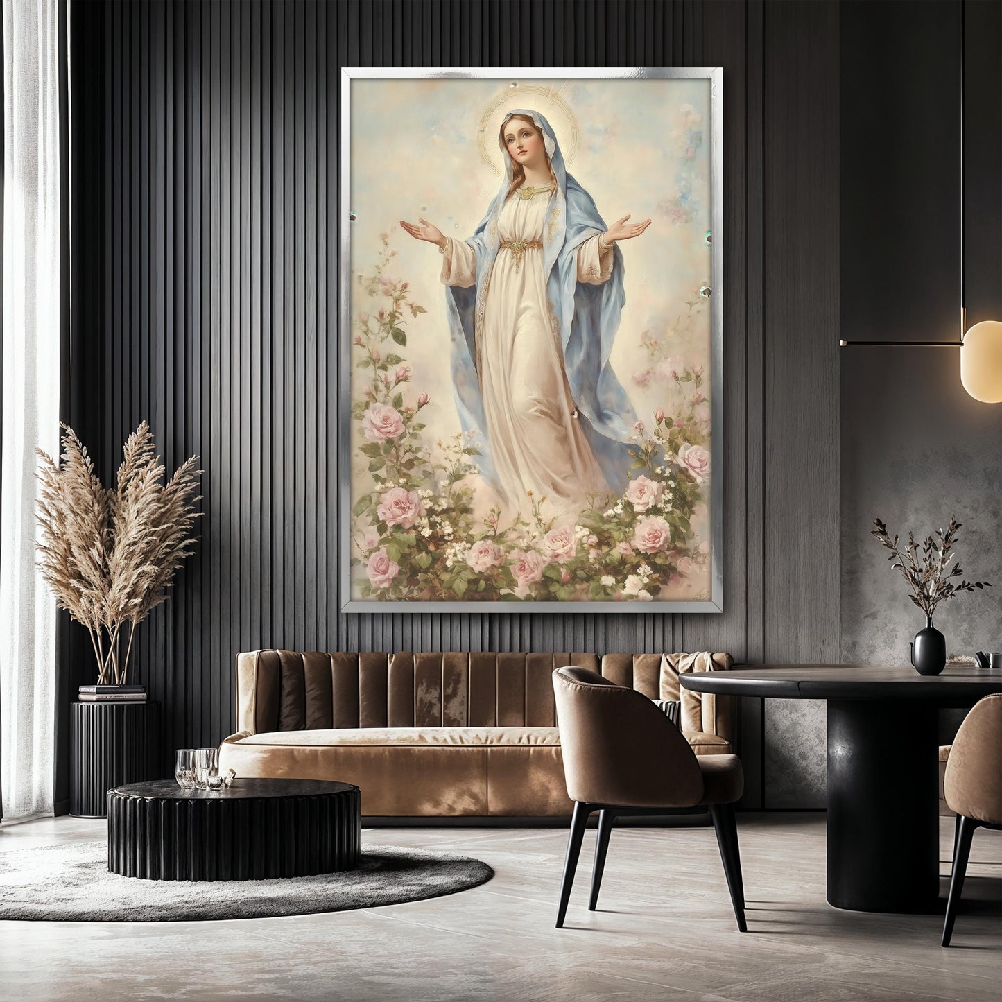 Blessed Virgin Mary Canvas Painting, Catholic Religious Wall Art