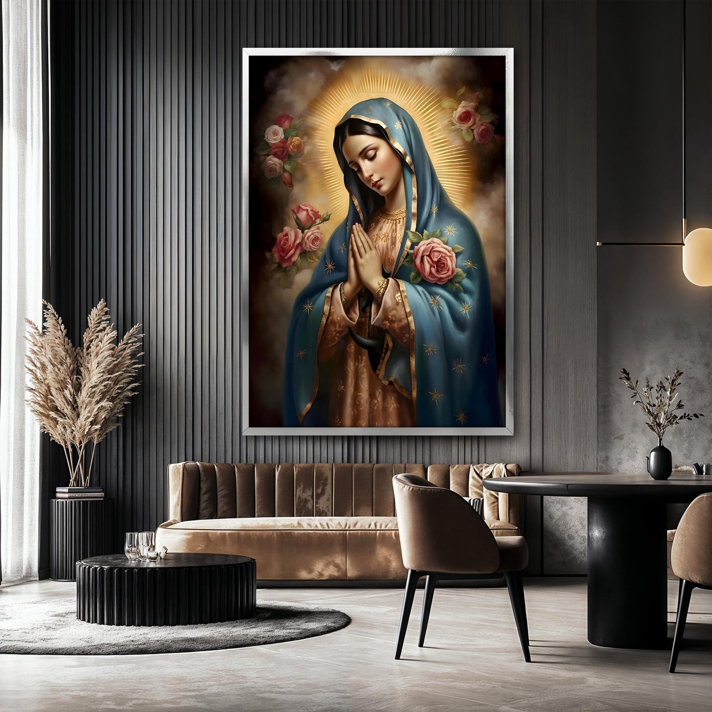 Virgin Mary Canvas Painting, Our Lady of Guadalupe Art, Religious Catholic Wall Decor