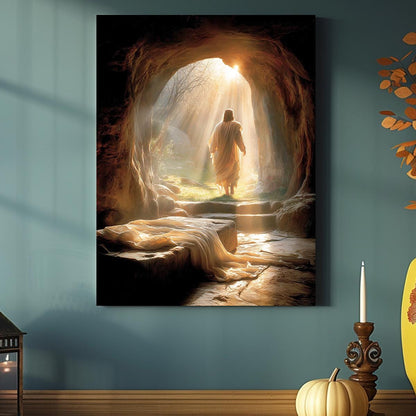 Risen Jesus Canvas Print, Empty Tomb, Christian Easter Artwork