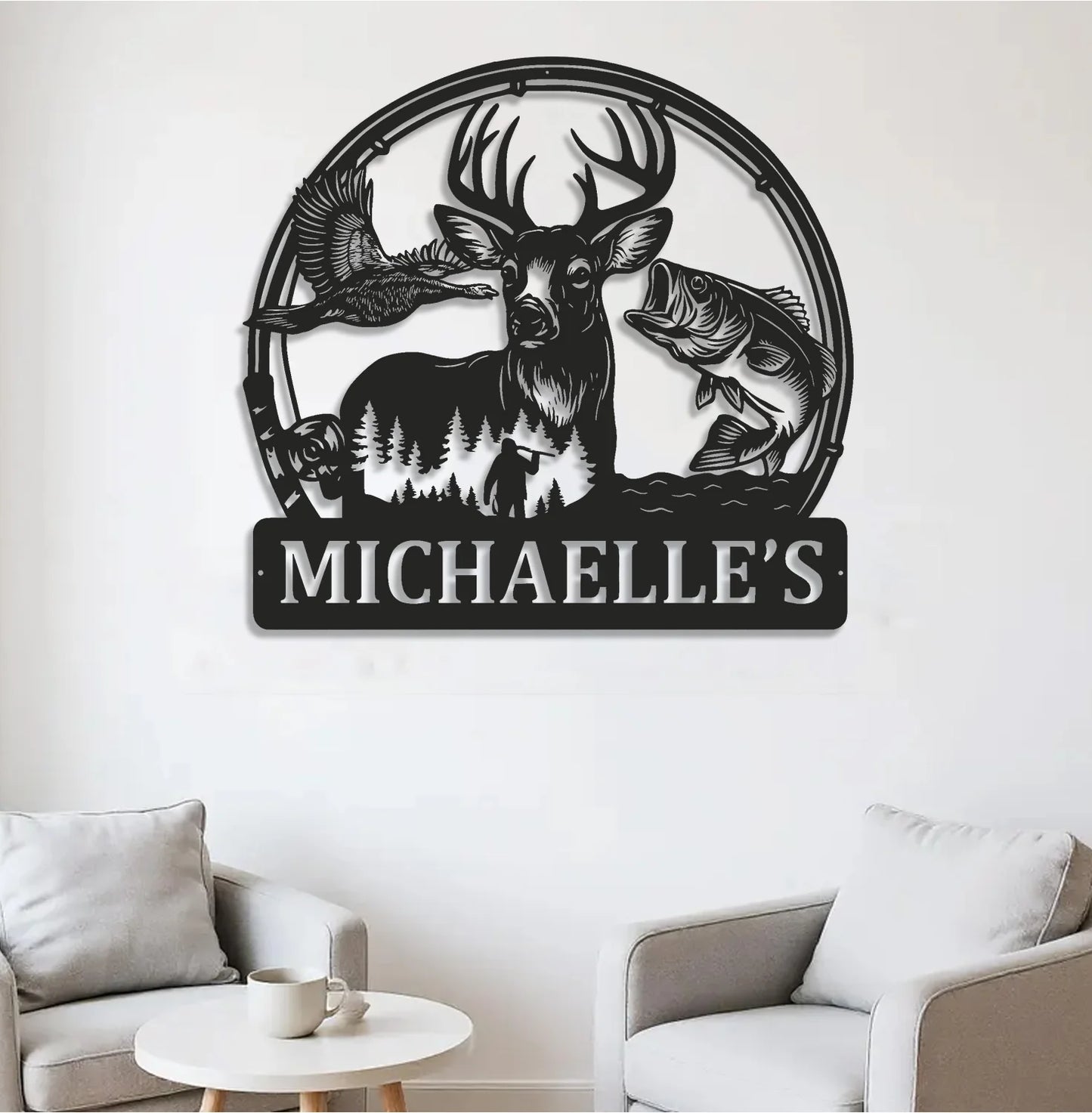 Personalized Hunting Metal Sign WITH LED/WITHOUT LED - Deer, Duck & Fish Wildlife Wall Art