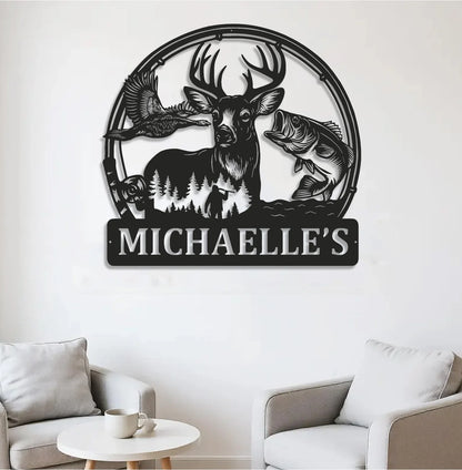 Personalized Hunting Metal Sign WITH LED/WITHOUT LED - Deer, Duck & Fish Wildlife Wall Art