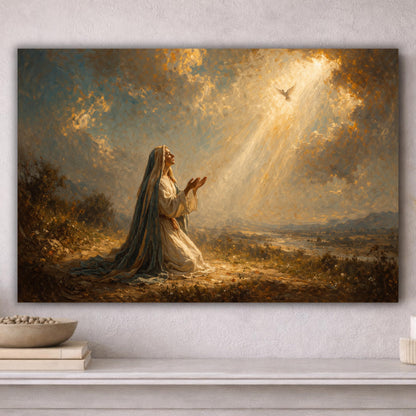 Virgin Mary Prayer Wall Art, Holy Spirit Painting Canvas