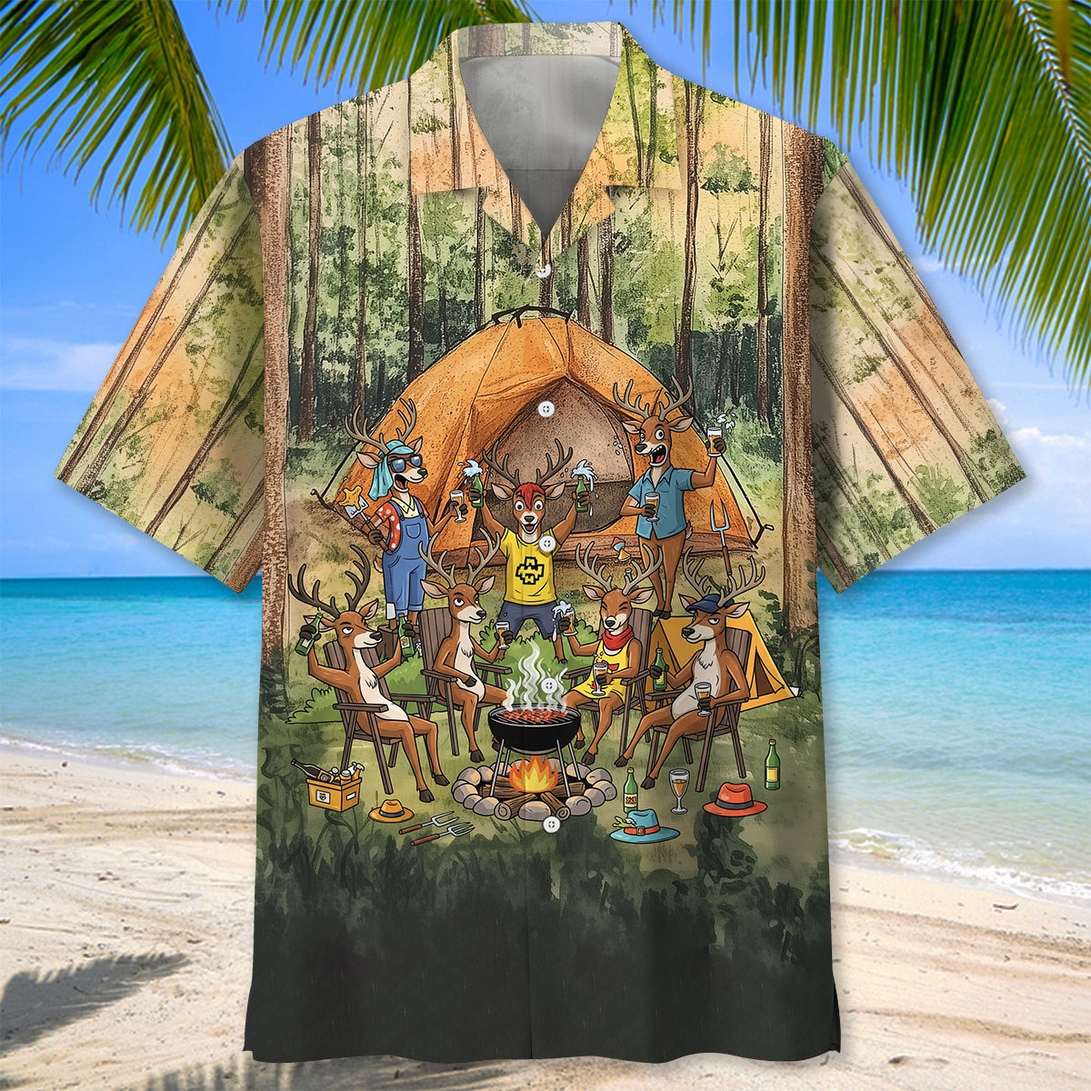 Friends Fires Fun Camping Crew Deer Hawaiian Shirt